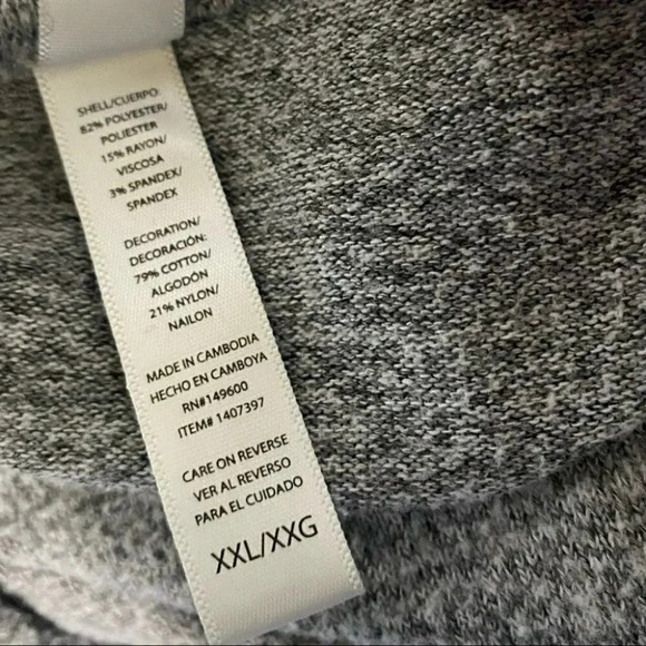 Flora Nikrooz XXL space gray with lace‎ long sleeves sweatshirt - Picture 5 of 5